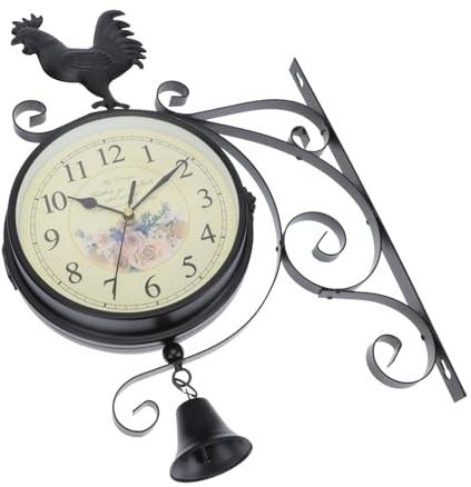TOPPERFUN Eiserne Kunst Wanduhr Im Vintage Stil Doppelseitige Hängeuhr Für Wohnzimmer Schlafzimmer Langlebig Und Strapazierfähig