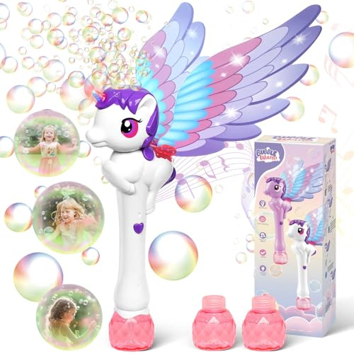 Dolanus Unicorn Bubble Wand Bubble Machine for 3-8 Year Old Girls Kids | Gifts for Age 3 4 5 6 7 8 Years Old Kids, Birthday Presents Toy for Toddlers, Bubbles Maker Outdoor Games Party Garden Toys
