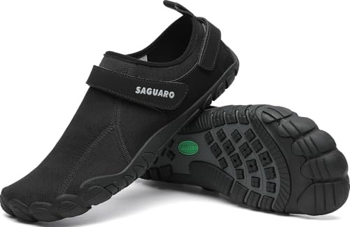 SAGUARO Badskor dam herr vattenskor simskor snabbtorkande aquaskor strandskor lätta neoprenskor surfskor halkfria dykskor vattensportskor, 35–48 EU, Rosa svart, 45 EU