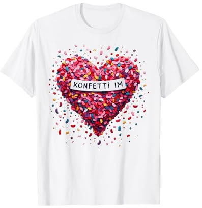 Konfetti im Herzen - Kölle Alaaf Rot Weiß Karneval Fashing T-Shirt