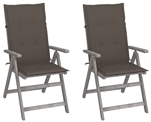 AJSEOYBS Gartenmöbel,Terrassenstühle,Atmungsaktive Gartenmöbel,Verstellbare Gartenstühle 2 STK. mit Auflagen Massivholz Akazie,Comfy Lounge Chair, Outdoor Möbelfür Rasen, Garten, Balkon im Freien usw