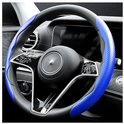 Carbonfaser Auto Lenkradbezug,Sicheres und Rutschfestes Auto Zubehör für Männer und Frauen,Universelle 38-Zentimetern-Auto Lenkradbezug,Lenkradscho für Autos,Tolle Geschenke (Blau)