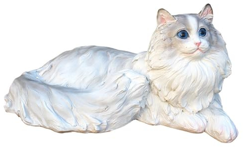 MFAOSHI Outdoor Ragdoll Katze Figur, Tierfiguren Collection Harz Skulptur Indoor Dekoration Wohnzimmer, Büro, Schreibtisch, Garten, Pflanzer Katze Ornamente,22 * 13 * 11cm