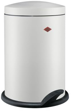 WESCO schlichter Tretabfallsammler 116 in der Farbe weiß matt, pulverbeschichtetes Stahlblech, Kunststoffeinsatz 13 Liter Volumen, stabiler Fußtritt