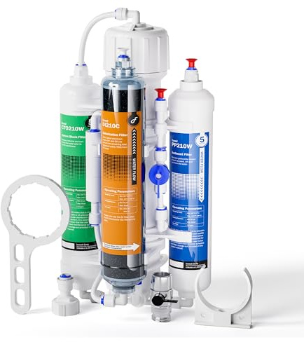 Frizzlife FAF100 4-stegs RODI filtersystem med omvänd osmos med DI-hartsfilter för akvarier, 100 GPD