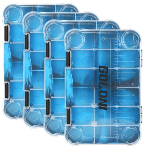 Goloni Fishing Tackle Box,Plastic Clear Fishing Storage Organizer Box With Removable Dividers,3600 Tackle Trays,Storage Lure Box for Lures 4 Pack