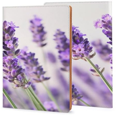 Leder-Notizbuchhülle, strapazierfähige Buchumschläge, Lavendelblüten, bedruckt, wasserdicht, schützt Notizbücher, Bücher und ist für Büro und Schule geeignet