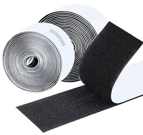 ZOMPAGO Klettband Selbstklebend Extra Stark 30mm x 3m, Doppelseitiges Klebeband mit Klettverschluss, Hakenband und Flauschband, Ohne Bohren für Büro & Haushalt (Schwarz) | Klebeband mit Klettverschluss, Hakenband und Flauschband, Ohne Bohren für Büro & Haushalt (Schwarz)