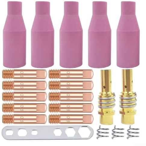 Eawfgtuw Schweißkontaktspitzen, 15AK MIG Schweißbrenner Kontaktspitzen Zubehör-Set 0,8 mm M6 Spitzen Halter Difuse Keramik Düse Shield Cup Schweißen für MB15 15AK MIG Schweißbrenner