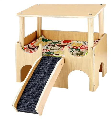 Casetta per conigli, cincillà, spaziosa gabbia a doppio strato per piccoli animali con scala per conigli, furetti e gerbilli, 1800 g, struttura in legno