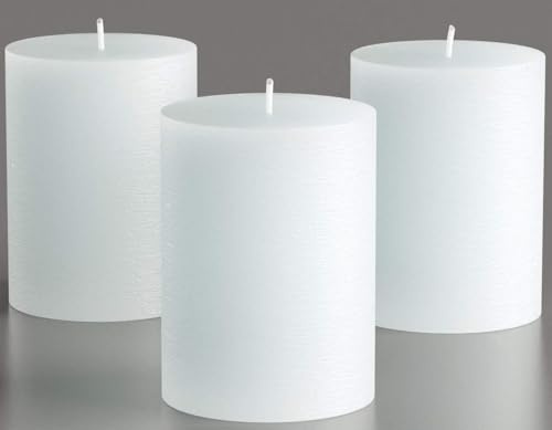 Rauchfreie Stumpenkerzen für stilvolle Ambiente – Hygge-Deko für Zuhause, Hochzeit & Wellness (Weiß, 7,5 x 10cm(3er-Pack))