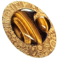 Mithrandir : broche aimantée bronze avec oeil de tigre naturel | Sans Épingle