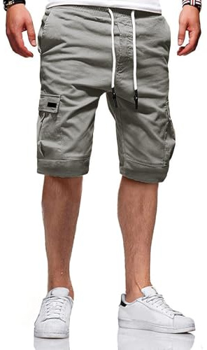JACKETOWN Pantalones Cortos Cargo Algodón Para Hombre, Bermudas Casuales Verano Cintura Elástica