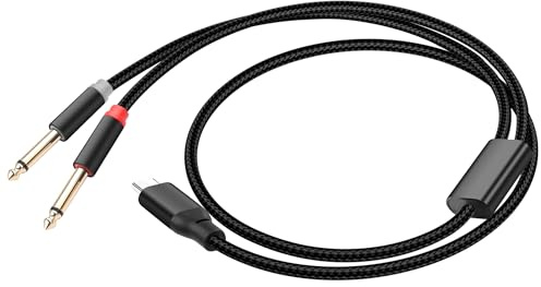 JSADZKJ Cavo audio stereo da USB C a 6,35mm 1/4,cavo audio da tipo C maschio a 2X6,35mm TS Splitter Cavo Audio da USB C a 1/4 per laptop,telefono,amplificator 3.28Ft/1M