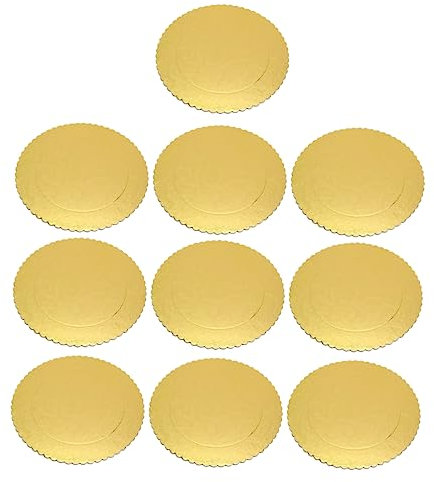 Cabilock 10stücke Pack Goldene Runde Tortenplatten Stabiler Tortenkreis Goldene Bodenplatte Dessertplatte Tortenpapierunterlage Für Verschiedene Kuchen