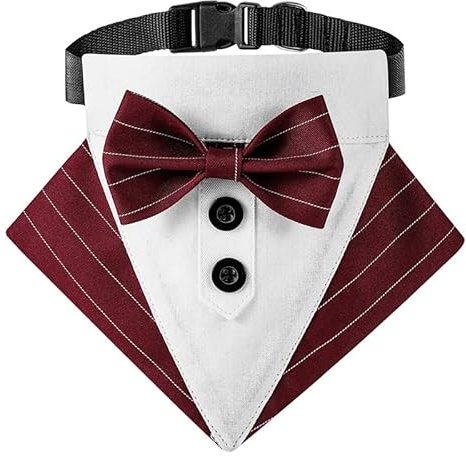 BT Bear Smokinghalsband für Hunde, formelle Hunde, Hochzeit, Bandana, Halsband, Geburtstagskostüm für Katzen, Welpen, kleine Hunde, Outfit, Party, Festival, Rot, Größe S