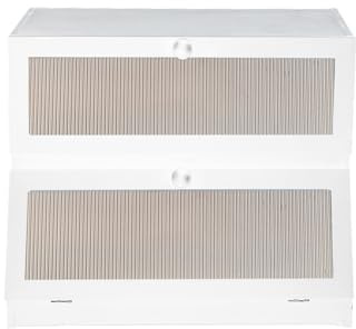 Boîte à Pain Bambou 2- Couche Countertop Boîte à en Bois pour Cuisine, Huche à pain,40 x 33 x 25 cm - Bambou - Blanc
