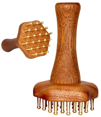 Cepillo meridiano de latón, herramienta de masaje | Cepillo de masaje ergonómico con rodillo para espalda, glúteos, piernas, cara, cabelludo, abdomen, muslos, pies