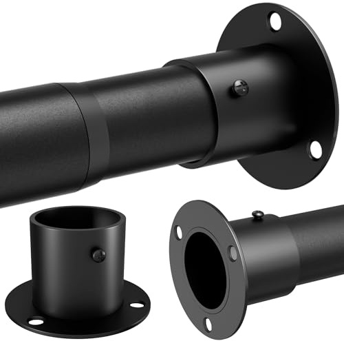 Barra de armario para colgar ropa, barra extensible para ropa, dormitorio, ventanas y duchas, 68-110 cm de diámetro, 32 mm, color negro