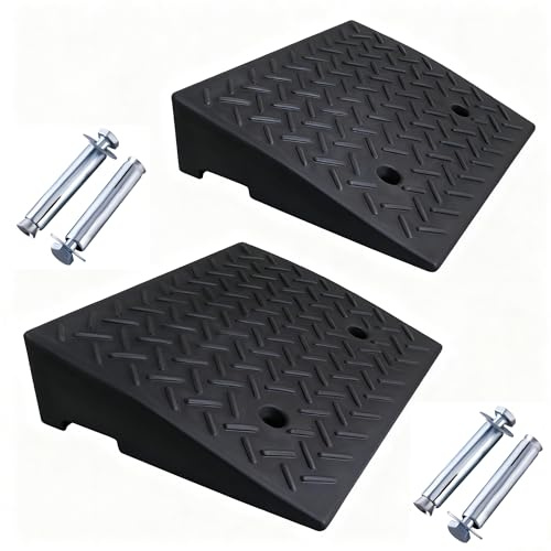 ONLISUM Lot de 2 rampes de trottoir en caoutchouc 50 x 38 x 14 cm pour voitures, fauteuils roulants, vélos et motos