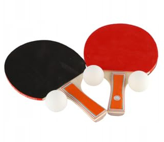 Ameisenkeks Set da ping pong – 2 racchette (rosso/nero) e 3 palline – Set per il tempo libero per interni ed esterni, ideale per principianti e famiglia