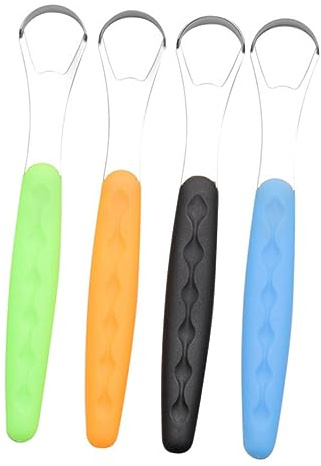 MOTHNUR 4 set Raschietti per Lingua in Acciaio Inossidabile Pulizia Profonda e Sicura per Respiro Fresco Spazzole Multiuso per Adulti e Adolescenti Design Ergonomico e Superficie Liscia