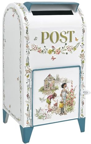 Z² BellaDecor Cassetta delle lettere per matrimonio, stile retrò, vintage, stile rustico, in metallo, stile antico, decorazione nostalgica da giardino per esterni (bianco B)