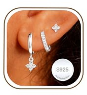 AVOTTO 3 Paar Ohrringe Ohrstecker Silber 925 für Damen Hypoallergen Silber Ohrringe Creolen 925 Demen Silver Hoops Earrings for Women
