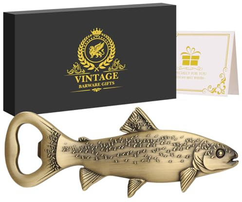 MR.BARWARE Trout Bottle Opener – Quirky Fishing Gift for Men, Dad, Grandad – Bronze Fish Shaped Bar Tool with Gift Box – Ideal for Father’s Day, Birthday, Christmas, Pub Nights, Garden Parties