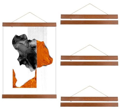 3 Pieces A3 Poster Frame Hangers 31cm Magnetic Wooden Poster Hangers