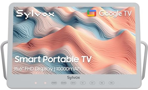 Smart TV portatile da 32 pollici, Android 14, monitor touch screen 1080p, batteria 10.000 mAh, 8 GB di RAM, 128 GB di archiviazione, TV mobile su ruote, rotazione completa
