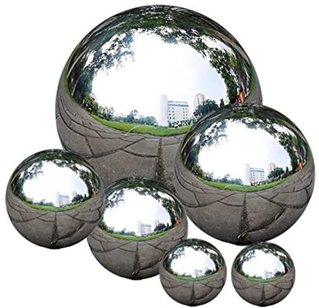 Xoeryoy Sfera per osservazione 6 Pezzi Globi Decorativi Riflettenti Fai-da-Te in Acciaio Inossidabile Cavo Liscio lucidato a Specchio per Giardino