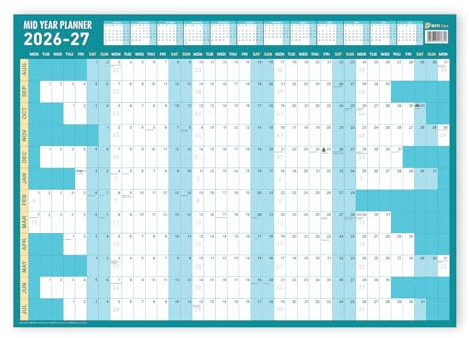 DITI Days Academic Wall Planner Aug 2026- Jul 2027, A2 59x42cm | Reusable Student University Calendar, UK & Ireland Bank Holidays, 59x42cm, Gloss Laminated
