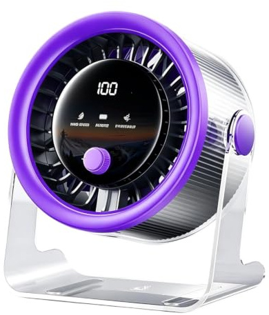 Ventilador de mesa 2000mAh Recargable Potente Soplador con Pantalla LED