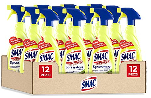 Smac Express Sgrassatore Cucina al Limone, Detergente Spray Multisuperficie con Azione Sgrassante, 650 ml x 12 Pezzi
