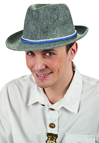Andrea Moden 3562706 - Bayern Hut für Erwachsene, mit blauer und weißer Kordel, Einheitsgröße, Oktoberfest, Volksfest, Tracht, Motto Party, Karneval