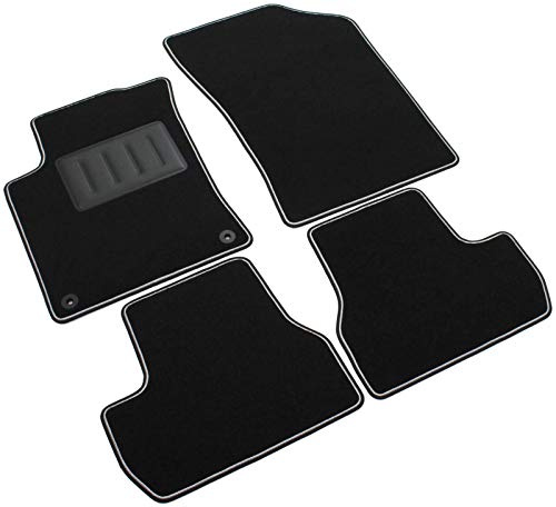 Il Tappeto Auto, SPRINT00603 - Alfombrillas de moqueta para el Coche, Color Negro, Antideslizantes, Borde Bicolor, talonera Reforzada con Goma, para Citroën C3 II Desde 2009 / DS3 Desde 2009.