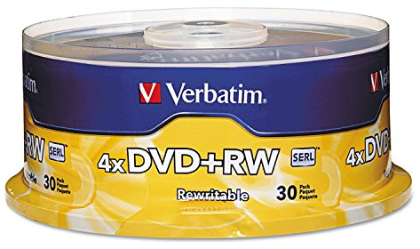 Verbatim 94834 DVD+RW Discs, 4.7GB, 4X, Spindle, 30/Pack