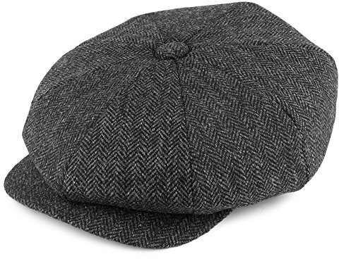 Christys Country Tweed Fischgrätmuster Ballonmütze - Anthrazit - L