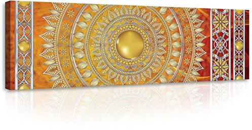 Forwall Leinwand Bilder 145x45 cm | Gold Mandala groß Orientalisch, Leinwandbilder, Bild auf leinwand, Format: 145x45 cm (BxH) - einteilig auf Canvas