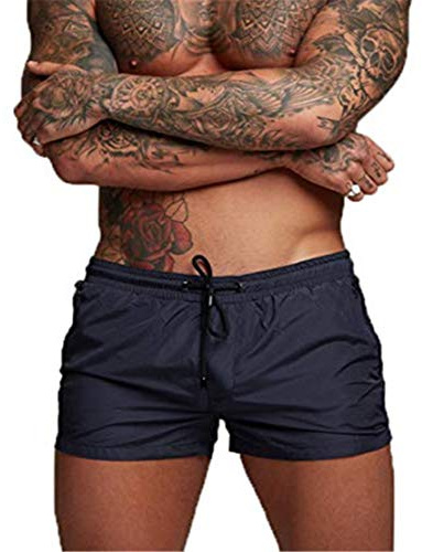 EDOTON Bañador para Hombre, Pantalones Cortos Impermeables Pantalones Cortos de Surf Pantalones de Natación (EU M/Tag L, Armada)