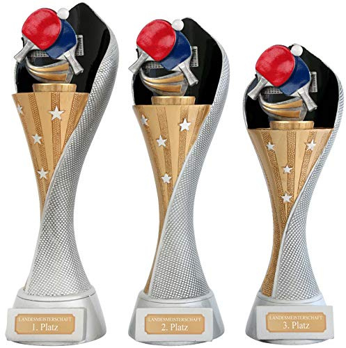 pokalspezialist Pokal Tischtennis Serie AUXON Trophäe 3 Größen mit Gravur