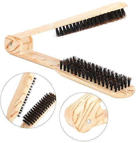 Salón de peluquería plancha de pelo peine de madera de doble cepillo antiestático, profesional en forma de V peine enderezadora peine pinza peine herramienta de peluquería