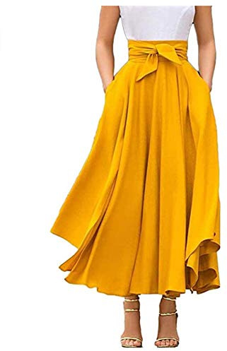 Geagodelia Gonna a Pieghe a Vita Alta Maxi Gonna Lunga da Donna A-Line Elegante Irregolare Vintage Retro