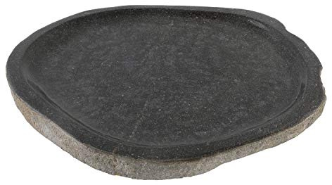 wohnfreuden Flussstein Tablett grau rund 30 cm - Naturstein Schale Badezimmer Deko Granit Seifenplatte