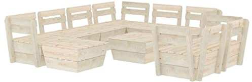 vidaXL Fichtenholz Impregniert Garten Palettensofa 10-TLG. Sofa Garnitur Lounge Sitzgruppe Gartenset Gartensofa Gartenmöbel Palettenmöbel