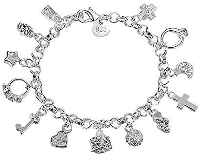 Armband aus Silber, 925er Sterlingsilber, für Mädchen, Frauen, 30 x 4 cm