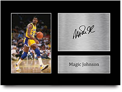 HWC Trading A4 Magic Johnson LA Lakers Geschenke Gedruckt, Signiert Autogramm Bild für Basketball-Erinnerungsstücke-Fans