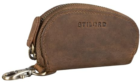 STILORD Willy Schlüsseltasche klein Leder Schlüsseletui Herren Damen Mini Schlüsselhülle mit Schlüsselanhänger RFID Vintage Echtleder Farbe:mittel - braun