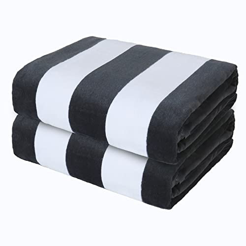 Yebeda Toalla de Playa Grande algodón, Toalla de baño Piscina, 90 x 180 cm, Suave, Ligera, Absorbente y Felpa, Juego de 2 Unidades, Gris